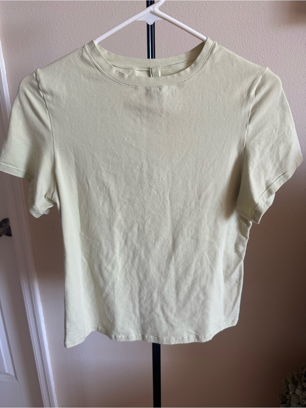 SKIMS Short-Sleeve Crewneck Tee in Pale Lime Limited Edition Pastel Color
